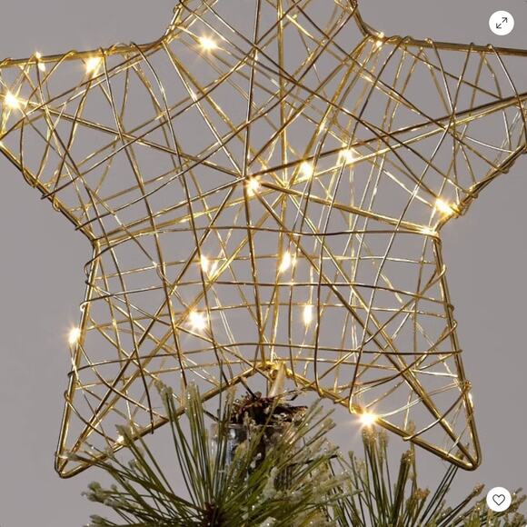 Lit Gold Wire Wrapped Star Christmas Tree Topper 10" Warm Dewdrop Lights Up Holi - Picture 6 of 6